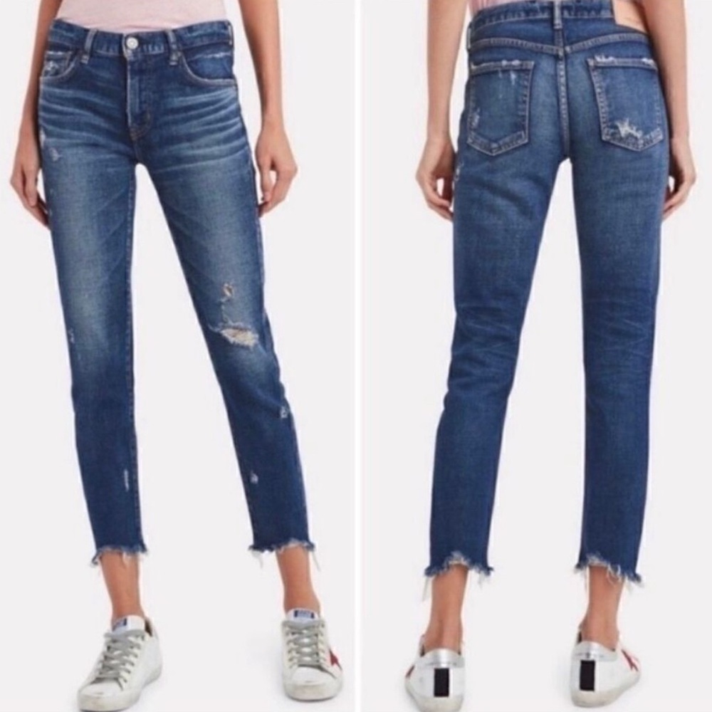 Moussy Vintage Glendale Skinny Distressed Jeans in Blue Womens size 24